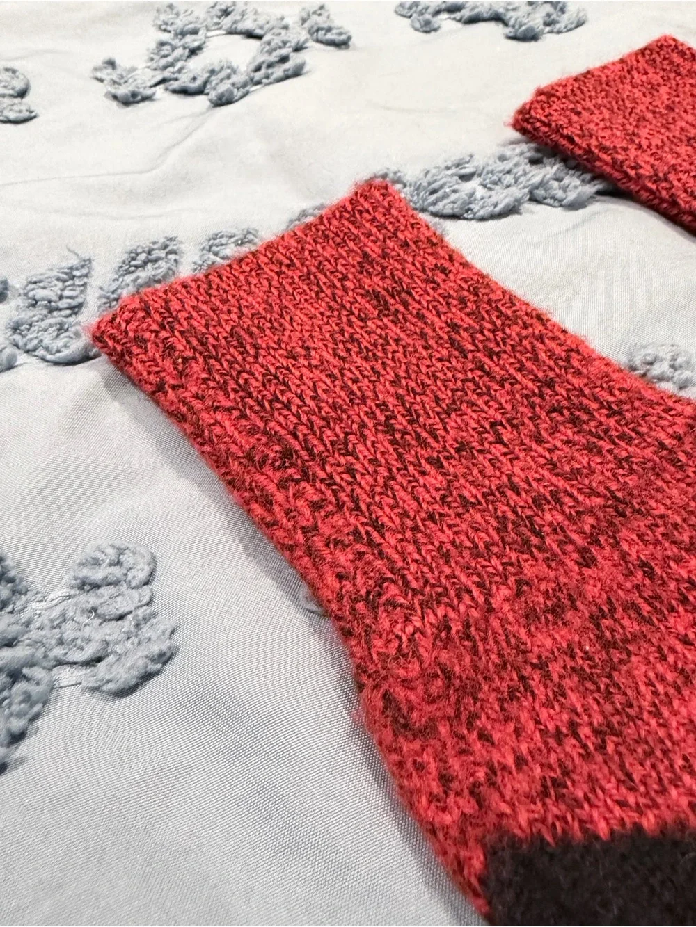 Red Argyle Men's Wool Crew Socks
